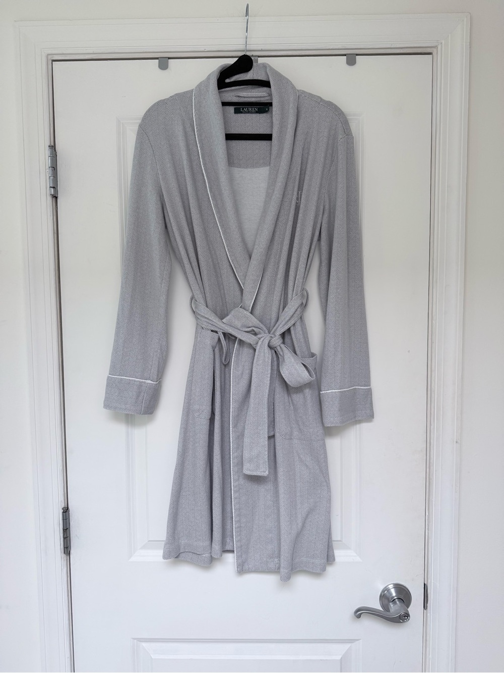 LAUREN by RALPH LAUREN Grey Herringbone Robe EUC | S